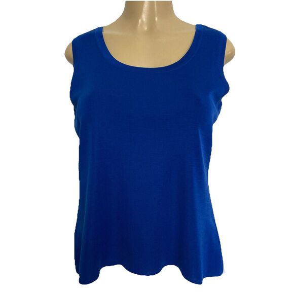 Misook Tank Top Shell Blouse Shirt Sleeveless Scoop Neck Royal Blue Knit… - Picture 1 of 5